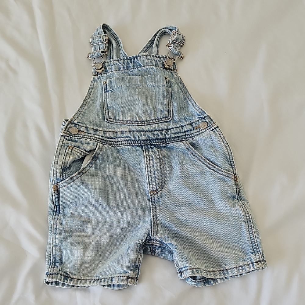 Zara Light Blue Denim Kids Overalls Shorts